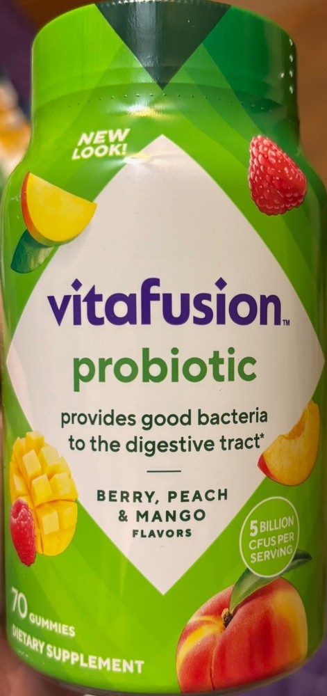 Vitafusion Probiotic 70 Berry, Peach, Mango Gummies Digestive Tract Health*