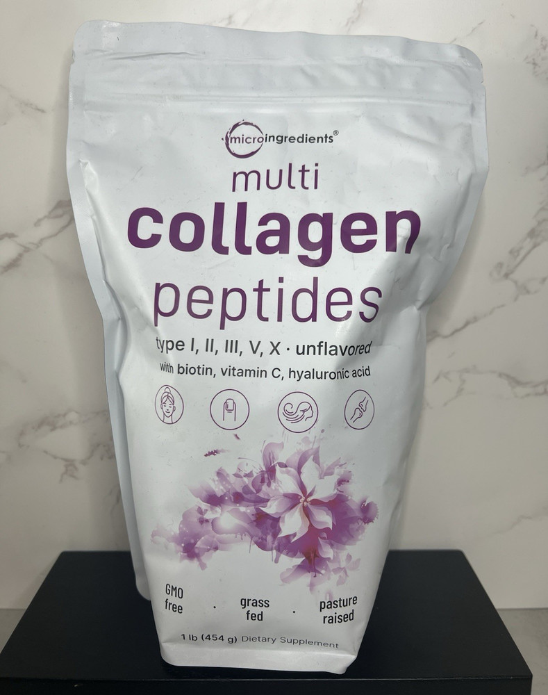 Microingredients Multi Collagen Peptides Powder Unflavored 1 lb Exp 07/2027