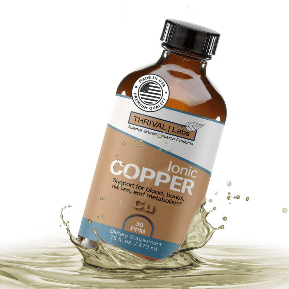 Ionic Colloidal Copper Liquid (16oz/30 PPM) | Blood | Hair | Skin- Thrival Labs