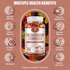 Mushroom Complex 60 Gummies Focus Immune Wellness Supplement