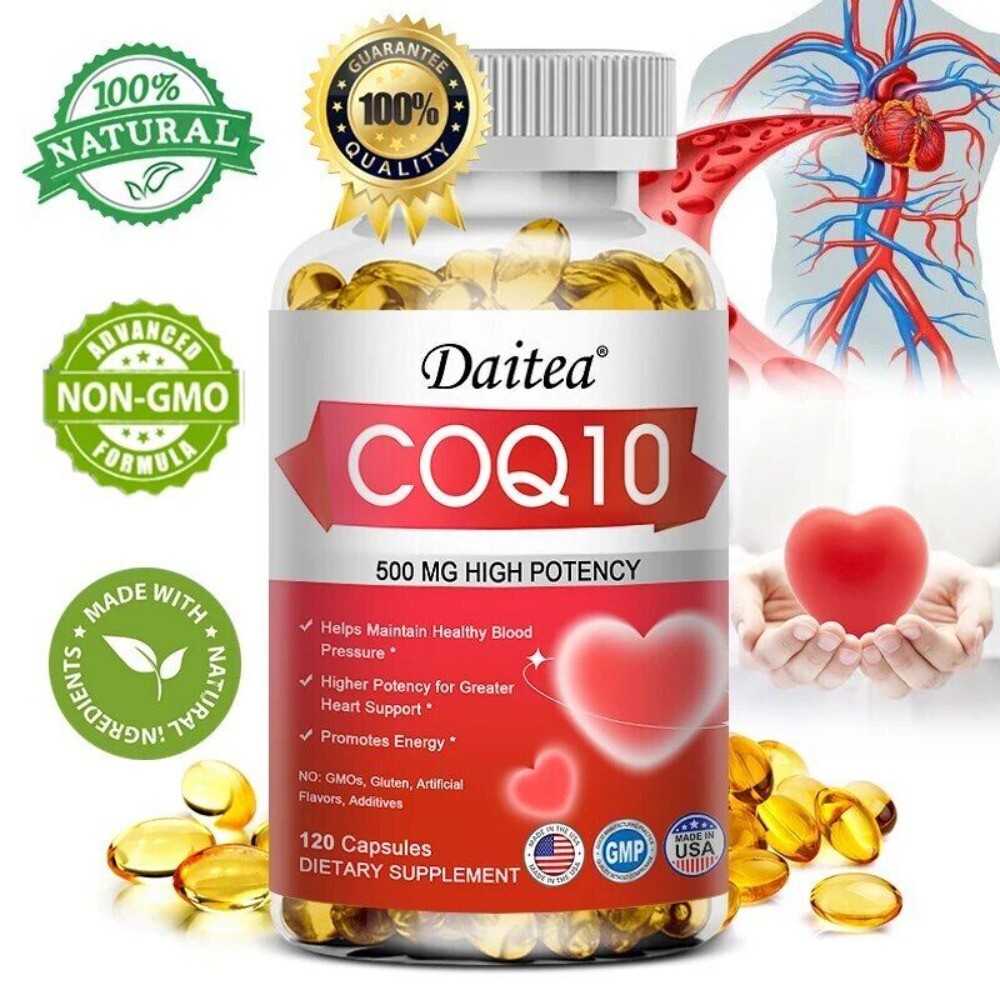 Co Enzyme Q10 500mg Helps Maintain Healthy Blood Pressure Heart 120 Capsules