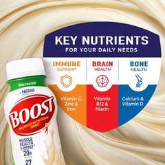 BOOST 20g High Protein Nutritional Drink Shakes, Very Vanilla, 8 fl oz, 15 Pack