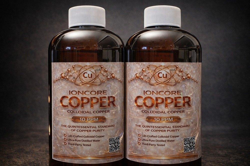 2 Pack IonCore Colloidal Copper 16 oz 10 PPM Lab-Crafted Ultra-Pure Copper Water
