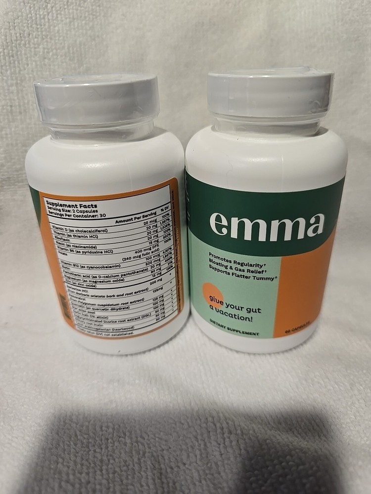 Emma Supplement for Regularity, Bloating, Gas, Gut Relief 60 Caps Lot Of 2