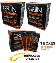 3 GRIIN VITAMIN MACA ROOT ENERGY LIQUID VITAMINS Maca Extract 12 10ml pouches ea