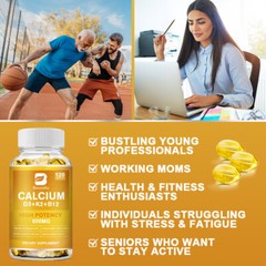 Vitamin K2 D3 B12 Vitamin Supplement with Calcium, Boost Immunity & Heart Health