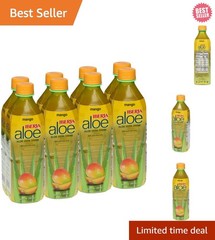 Hydrating Aloe Vera Beverage with Mango Flavor – 16.9 oz Bottle (Pack of 8)
