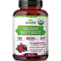 Zazzee USDA Organic Beet Root 201 Extract, 120 Vegan Quick Release Capsules, …