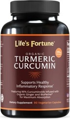 Life’s Fortune Organic Turmeric Curcumin Dietary Supplement, 90 Count – 750mg