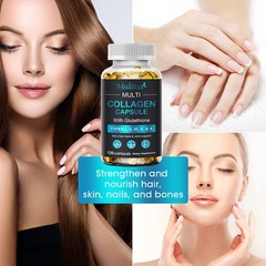 Multi Collagen Capsules Types I,II,III,V,X with Glutathione for Skin,Hair,Nails