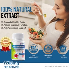 180Pcs Berberine 1200mg High Abosorption For Blood Sugar Immune 3 Months Supply