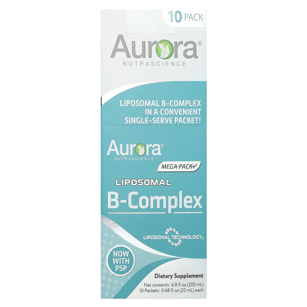 2 X Aurora Nutrascience, Liposomal B-Complex, 10 Packets, 0.68 fl oz (20 ml) Ea