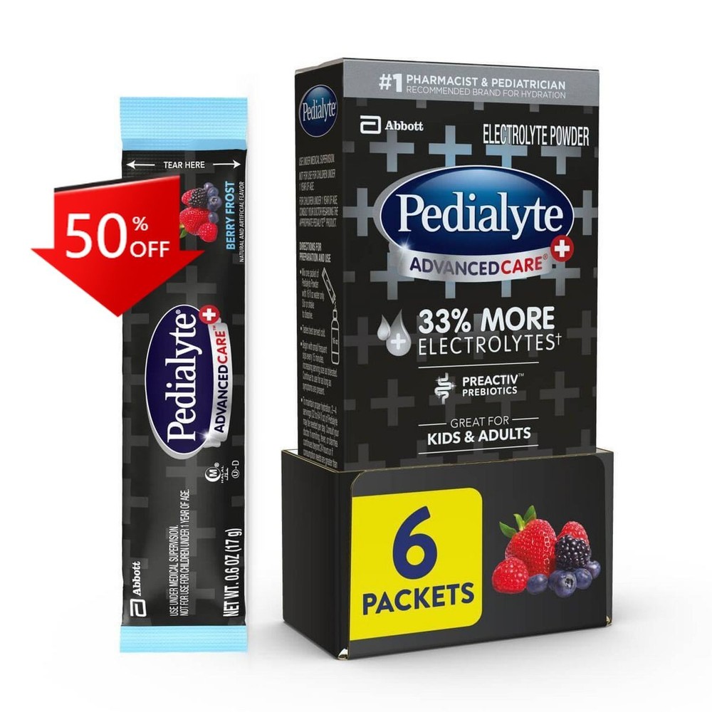 Pedialyte AdvancedCare Plus Electrolyte Powder – Berry Frost – 6ct/3.6oz