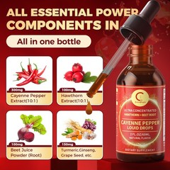 Cayenne Pepper Supplement Liquid Drops Metabolism & Support Weight Management