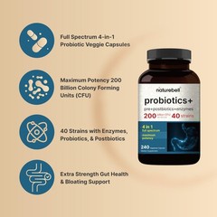 NatureBell Probiotic 200 Billion CFU – 40 Strains Per 240 Count (Pack of 1)