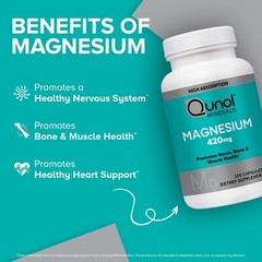 Qunol Magnesium Capsules (120 Count), High Absorption, 420Mg, Extra Strength