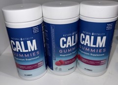 3 NEW CALM Gummies Raspberry-Lemon Natural Vitality Magnesium Vegan Exp 6/26+