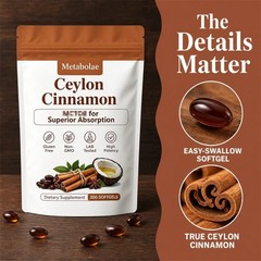 Metabolae Ceylon Cinnamon Extract Capsules with MCT Oil, 300 Softgels