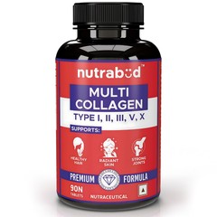 Nutrabud Multi Collagen Complex 90 Tabs | All 5 Collagen Types | Unflav