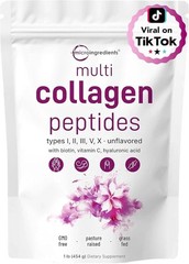 Multi Collagen Peptides Powder 1 lb Hydrolyzed Protein Peptide Type I-II,III,V,X