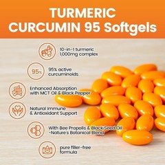 Tumeric Curcumin 1500mg with Bioperine Black Pepper -180 Capsules- Made in USA