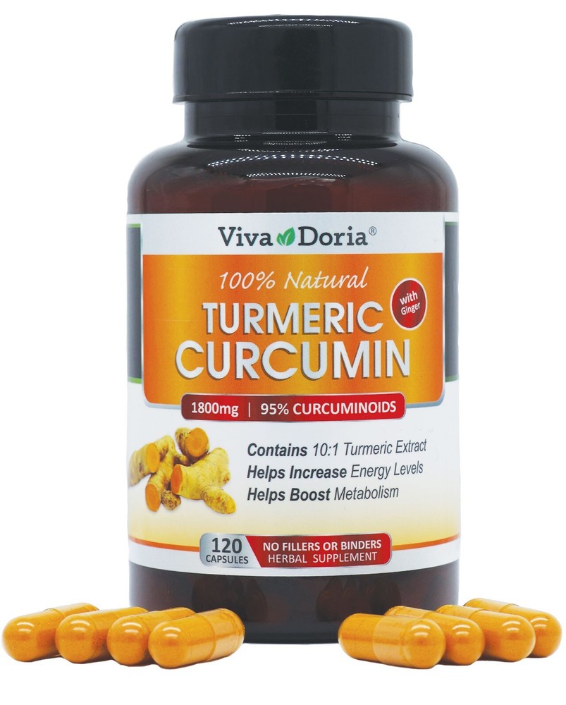 Viva Doria Turmeric Curcumin with Ginger, Supplement, 1800mg, 120 Capsules