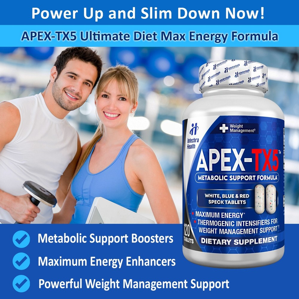 APEX TX5 Weight Loss Diet Pills Appetite Suppressants 120 White/Blue/Red Tablets