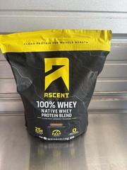 Ascent 100% Whey Protein Powder, Chocolate, No Artificial Flavors, 64 oz (4 lb)
