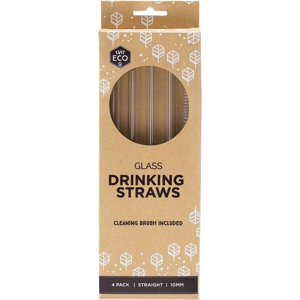 Ever Eco Glass Straws Straight(Cleaning brush included) 4 Pack