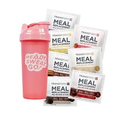 TransformHQ Meal Replacement Shake Variety Box With Pink Shaker, 7 Single-Ser…