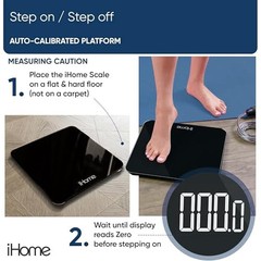 Digital Scale, Bathroom Scale, Batteries Included, Scale Body One Size Black