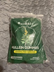 60 Count Mullein Gummies for Lung Cleanse, 2000mg Organic Mullein Leaf Extract f