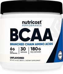Nutricost BCAA Powder (Unflavored, 30 Servings) – 6.35 Ounce (Pack of 1)