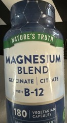 Nature’s Truth Magnesium BLEND Citrate & GLYCINATE-VIT B-12–180 Count Exp-11/28