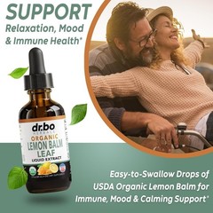 Organic Lemon Balm Liquid Extract Supplement for Mood Relaxation Calm Relief