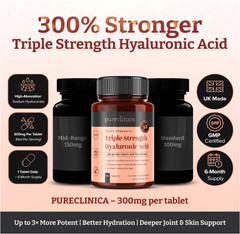 Triple Strength Hyaluronic Acid – 300mg, 180 Tablets (6-Month Supply)