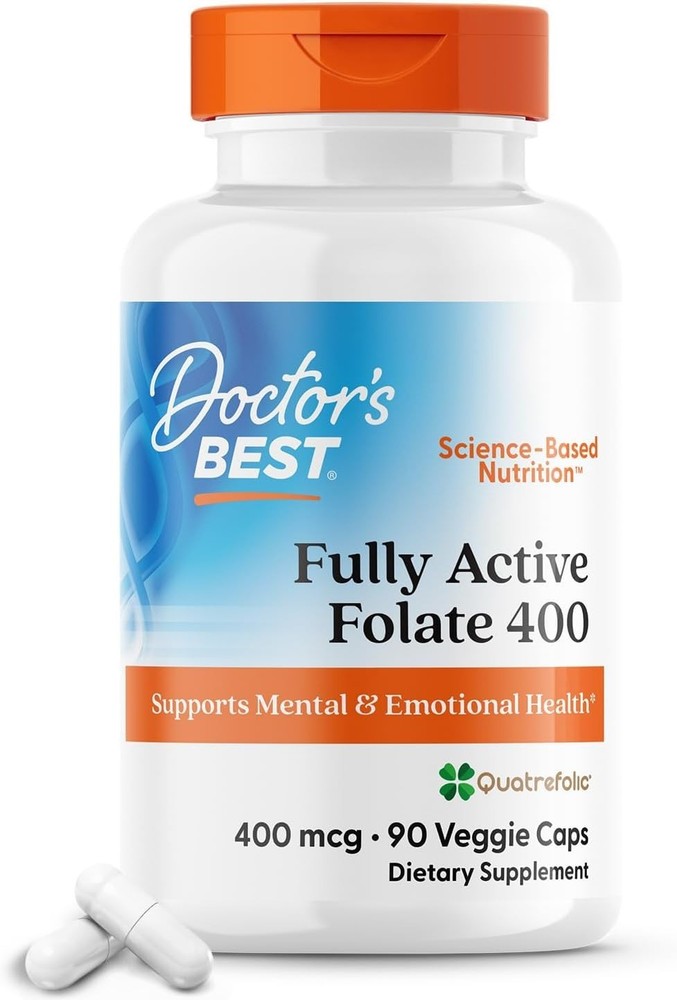 Fully Active Folate 400 mcg – Gluten Free Formula for Mental Well-Being, 90 Caps