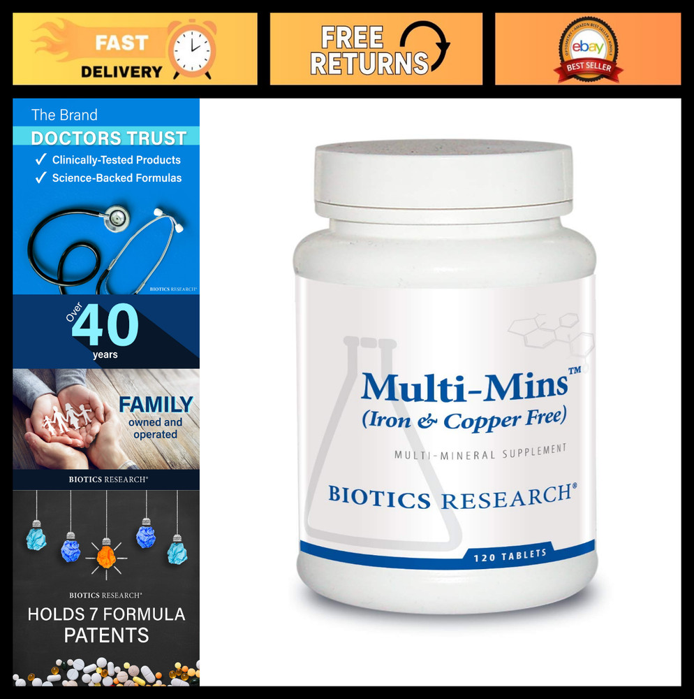 Multi Mineral Complex – Iron & Copper Free, Chelated Trace Minerals, 120 Tabs