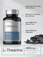 L-Theanine Supplement | 400mg | 120 Powder Capsules | Non-GMO & Gluten Free