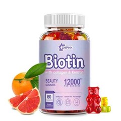 Hydrolyzed Collagen Gummies with Vitamin C, Zinc & Biotin -60 Gummies