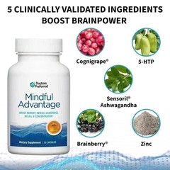 Mindful Advantage Brain Memory Focus Supplement – 30 Capsules New and Sealed