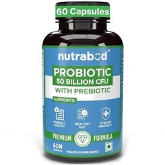 Nutrabud Probiotic 50 Billion CFU With Prebiotic 60 Veg Capsules Free Shipping