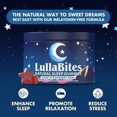 LullaBites Natural Sleep Gummy Vitamins – 30 Servings -Sweet Strawberry Stars