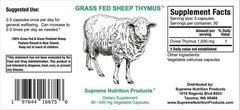 Grass Fed Sheep Thymus by Supreme Nutrition. 90 Cap. Immune Support