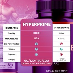 (3 Pack) Hyperprime Advanced Male Health Support vitamin Supplement 180 Capsules