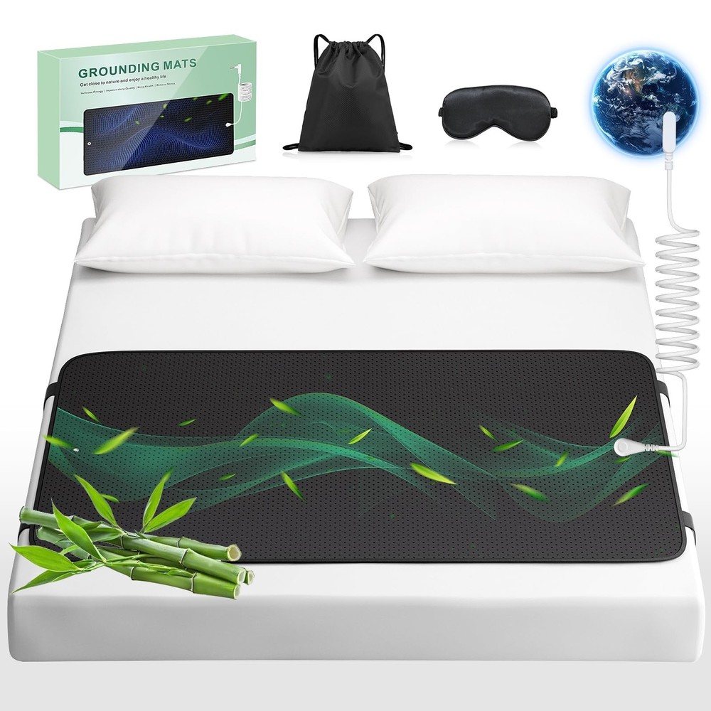 Grounding Mat for Bed with Leather, Improve Sleep, Relieve Stress & Pain, Ant…
