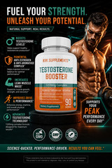2 Bottle Testosterone Booster Chrysin Low Test Boost Natural Tribulus Terrestris