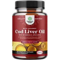 Icelandic Cod Liver Oil Softgels – Wild Caught EPA DHA Omega 3 Fish Oil 1000mg
