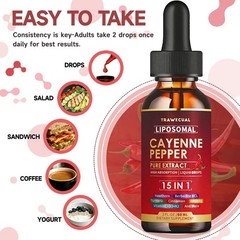 2 Pack Liposomal Cayenne Pepper Drops | 120ml Total, with 15 Natural Ingredie…