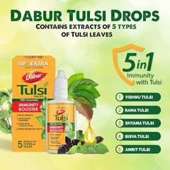 Dabur Tulsi Drops : 30ml (20ml + 10ml Free) | Contains Extracts of 5 Rare Tulsi